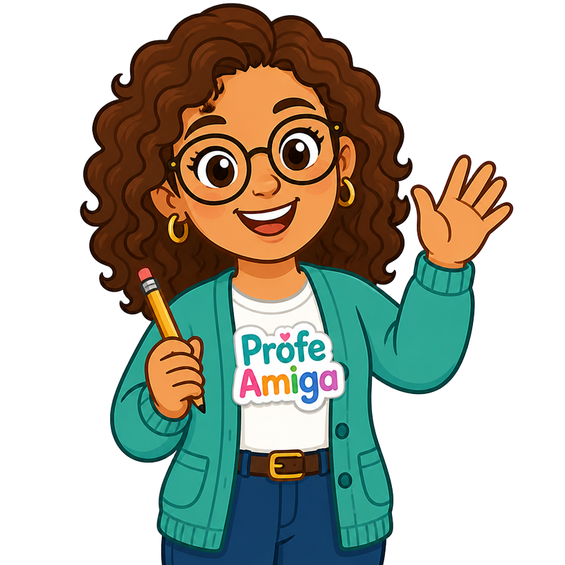 Profe Amiga, la maestra virtual, saludando